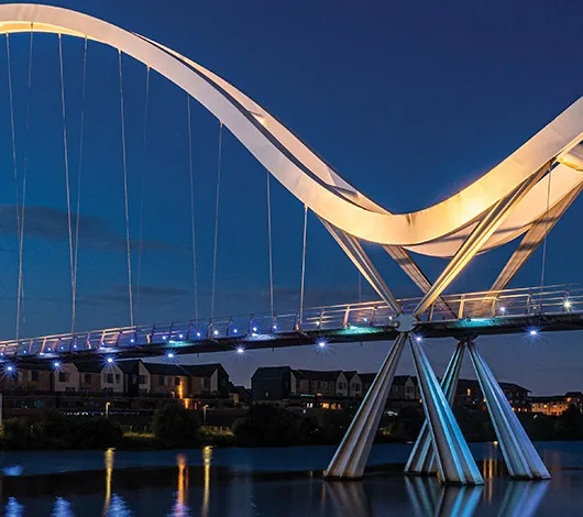 The Infinity Bridge at night